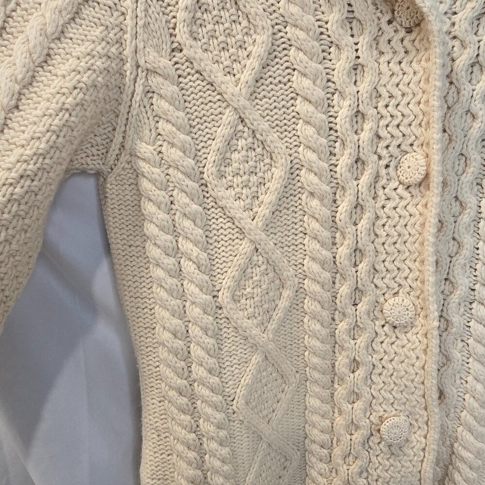 Garent Hill Ivory Cardigan 100% Wool Knited Size Medium - Picture 6 of 7
